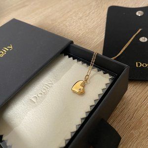 DOGILY | Gold Heart-Shaped Necklace with Small Diamond